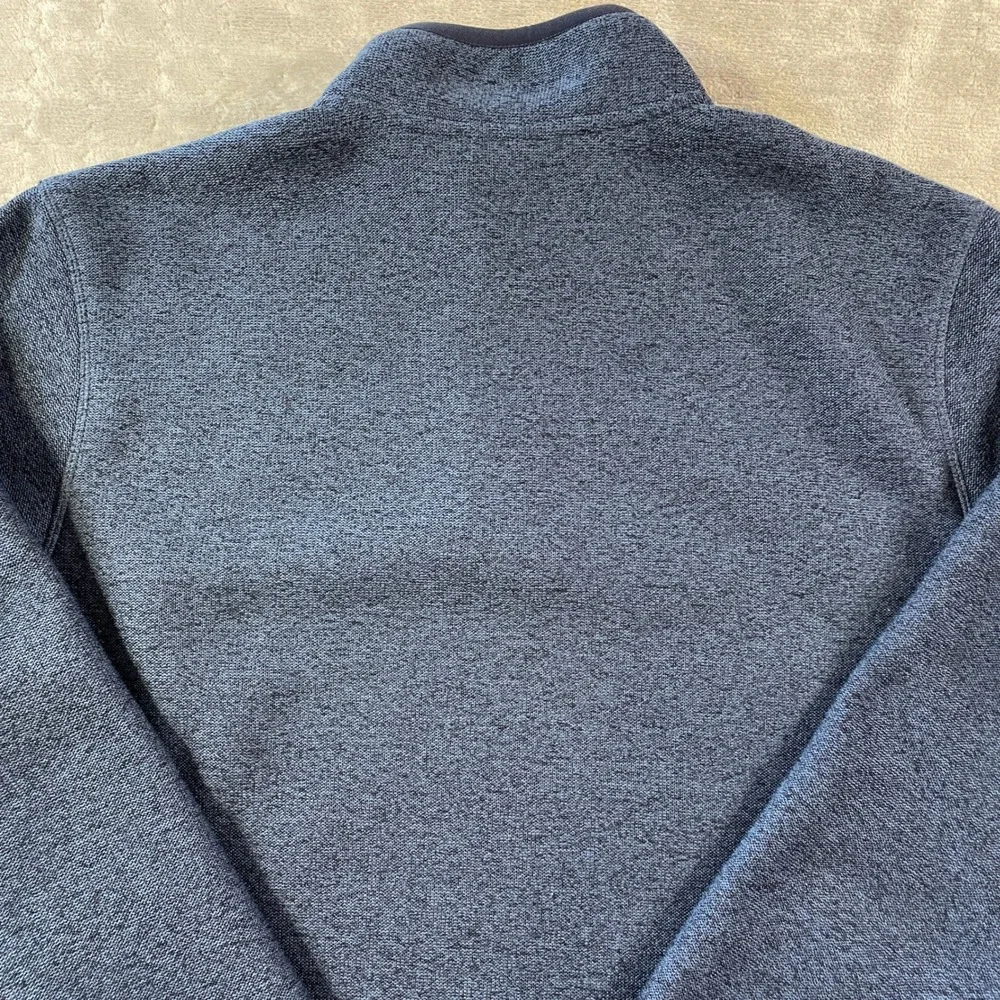 Eddie Bauer  Fleece Pullover Mens Large Heathered Blue Mock Neck School Preppy